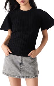 Steve Madden Allie Short Sleeve Rib Sweater