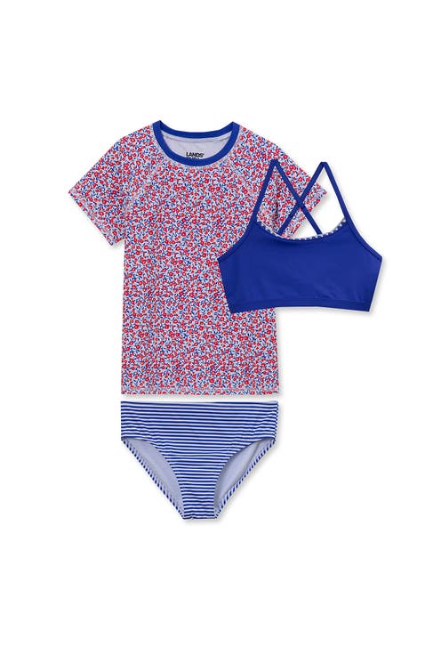 Girls Chlorine Resistant Short Sleeve Rash Guard Swim Top and Bikini Set
