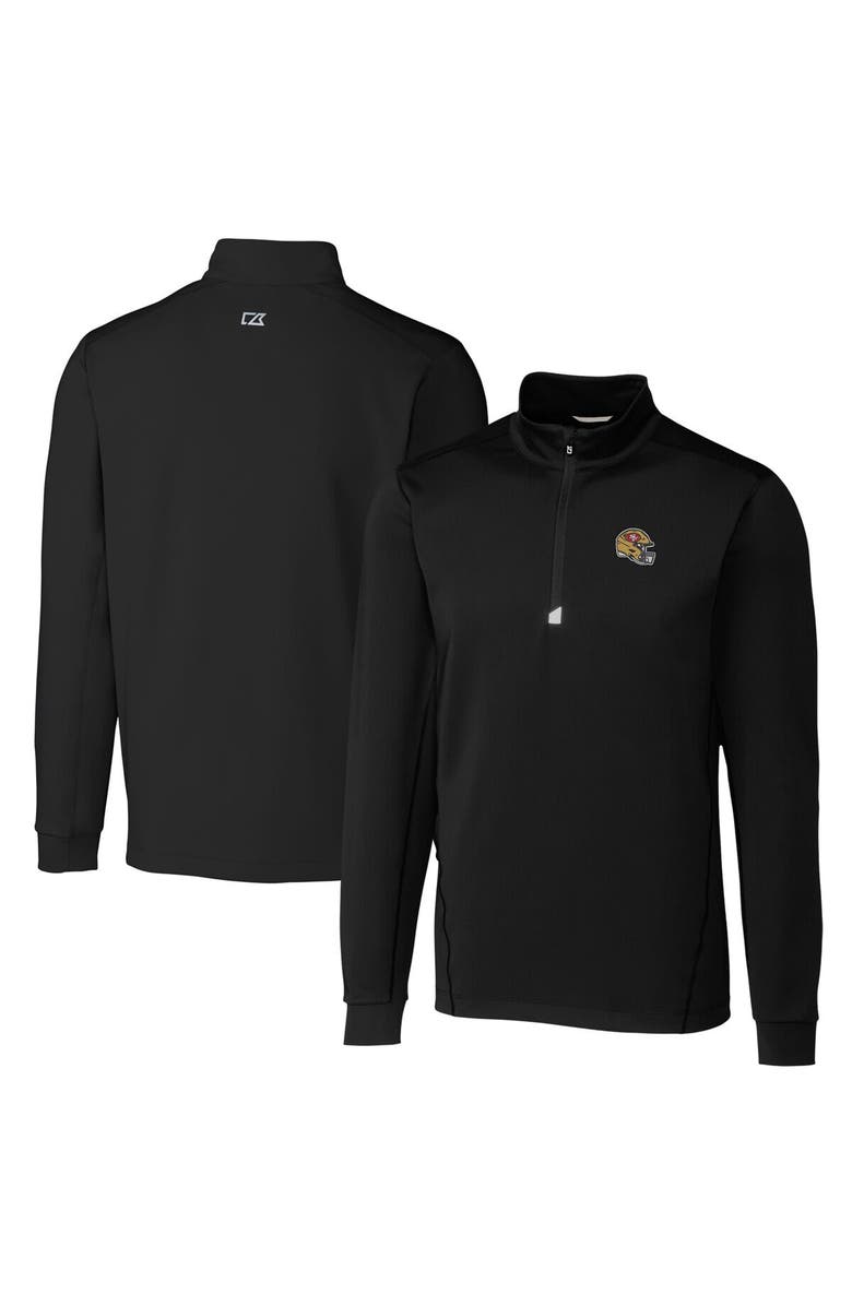 Cutter & Buck Men's Cutter & Buck  Black San Francisco 49ers Helmet Traverse Stretch Quarter-Zip Pullover Top, Alternate, color, 