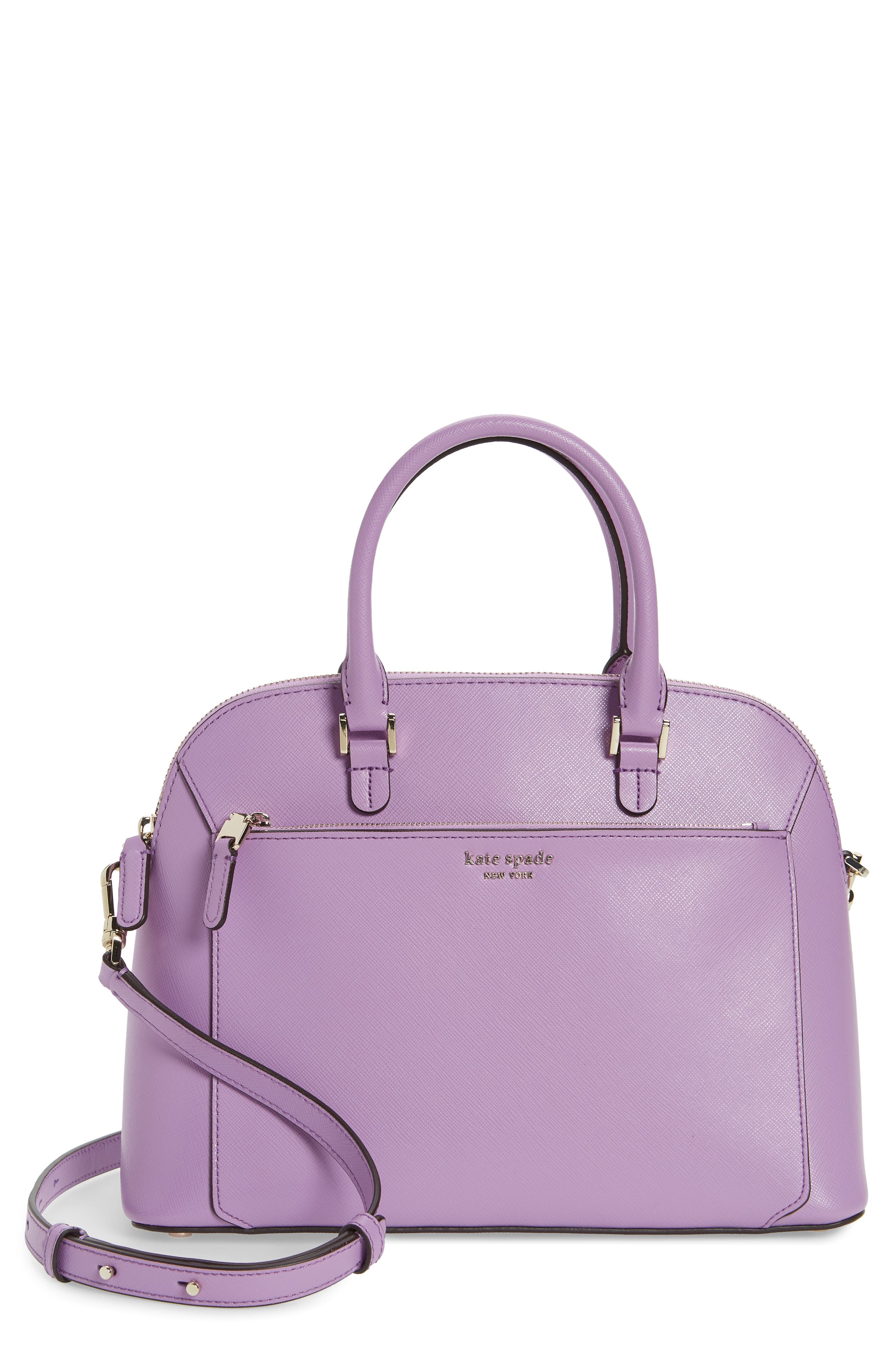 medium louise leather dome satchel, Main, color, IRIS BLOOM
