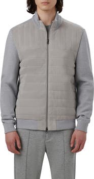 Bugatchi Quilted Suede Panel Sweater Jacket