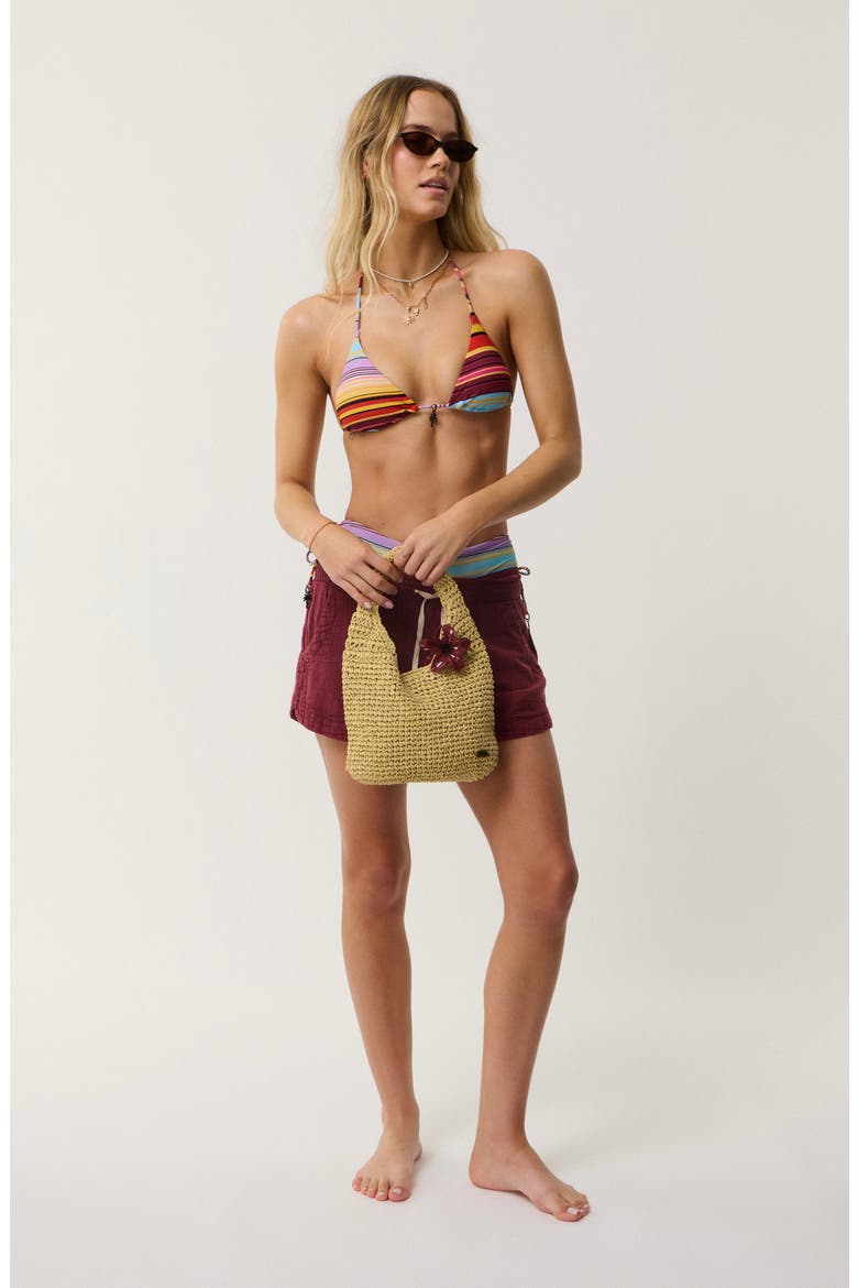 Retro Stripe Sliding Triangle Swim Top, Alternate, color, RED MULTI