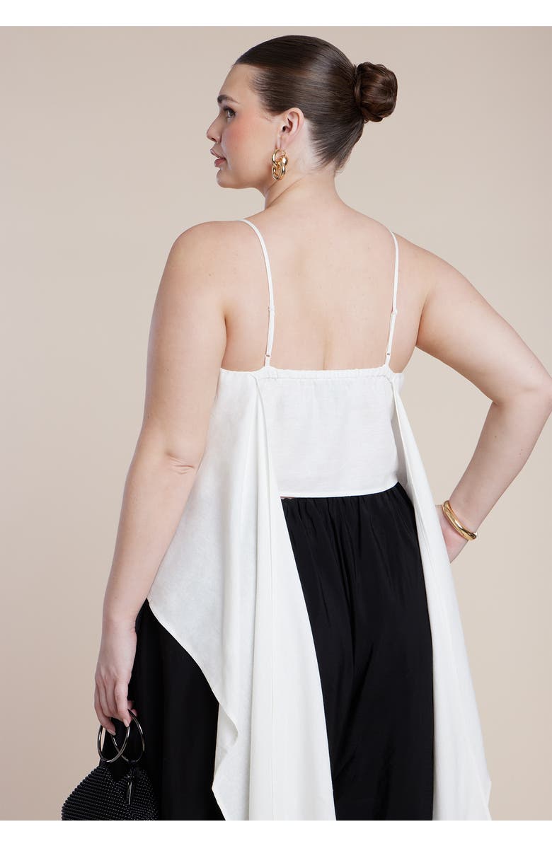 ELOQUII Cascading Linen Crop Top, Alternate, color, Coconut Milk