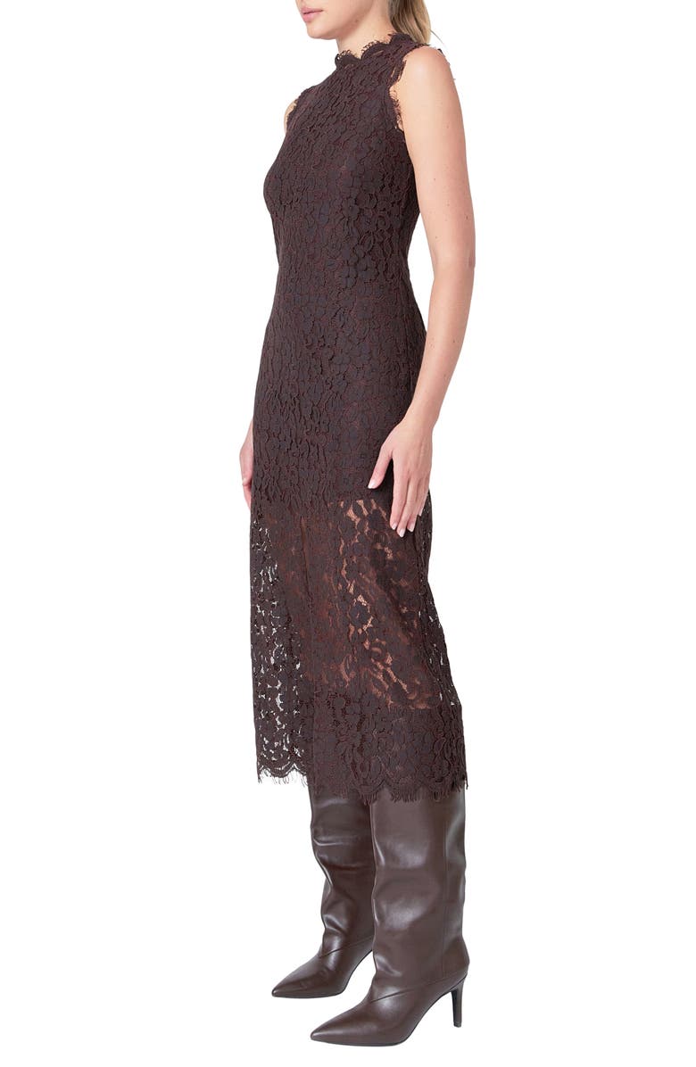 Endless Rose Front Slit Lace Dress, Alternate, color, Espresso