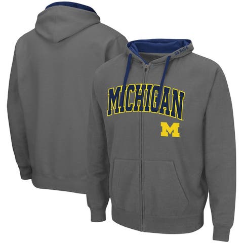 Men's Colosseum Charcoal Michigan Wolverines Big & Tall Full-Zip Hoodie