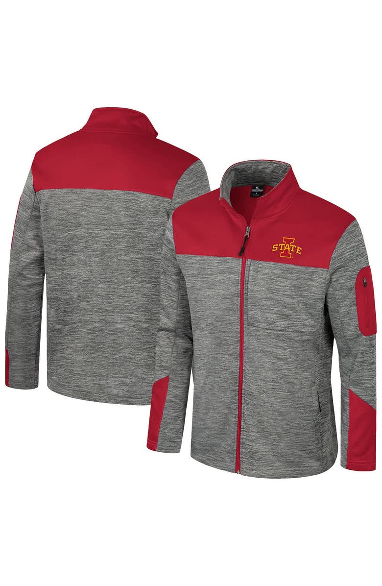 COLOSSEUM Men's Colosseum  Gray/Cardinal Iowa State Cyclones Guard Full-Zip Jacket, Main, color, Gray