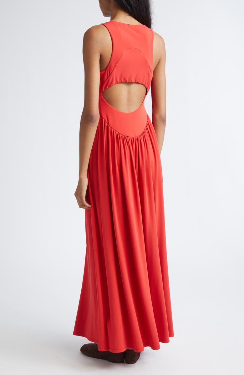 SPORTMAX Panino Cutout Back Jersey Maxi Dress, Alternate, color, Coral