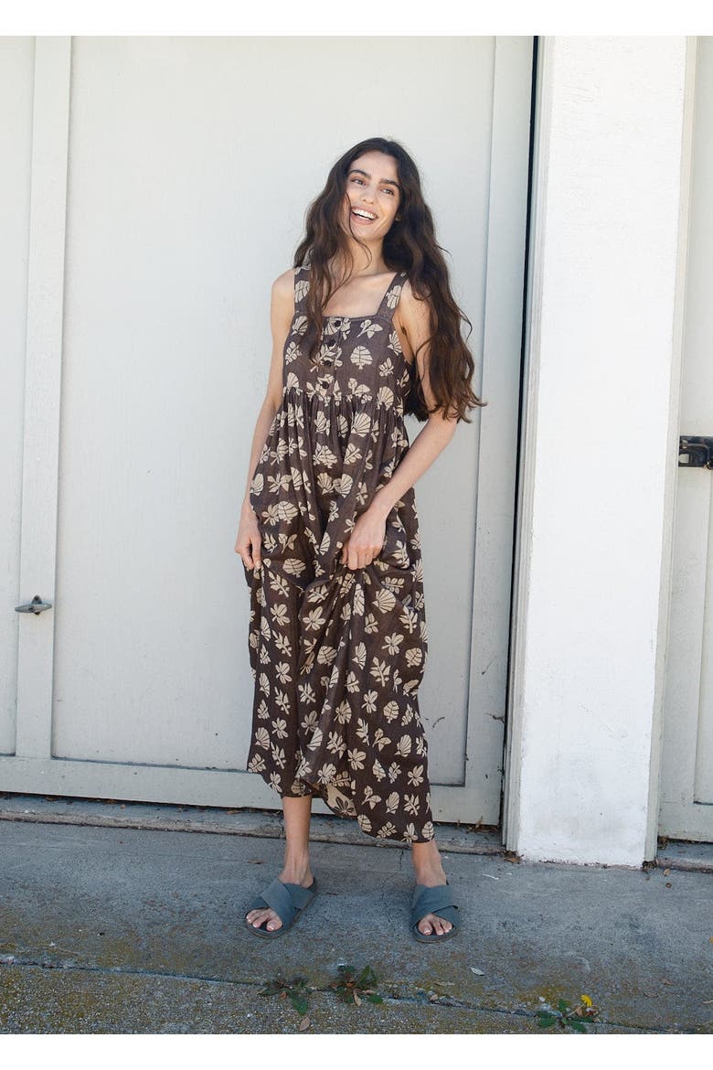 Gabby Button-up Ankle Length Dress, Alternate, color, Botanical