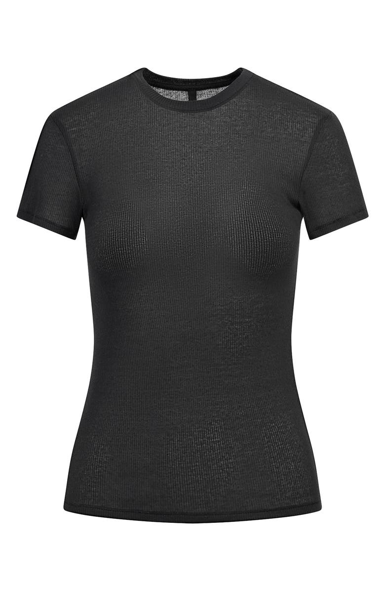 SKIMS Sheer Rib T-Shirt, Alternate, color, Soot