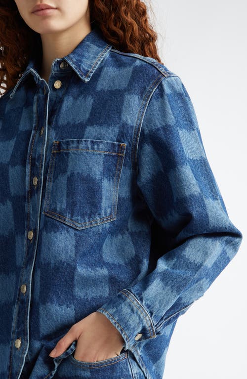 Marimekko Maridenim Vaihe Jäkälä Denim Button-up Shirt In Mid Indigo