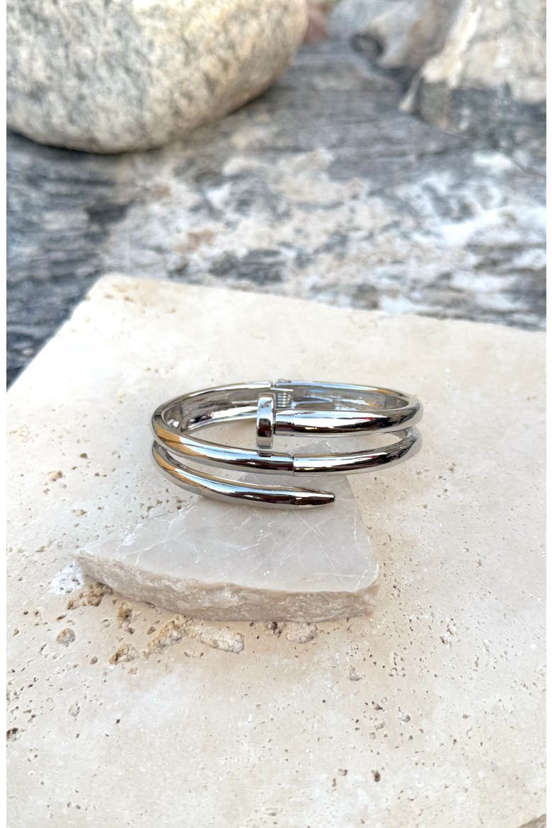 Hinged Nail Cuff Bracelet, Alternate, color, SILVER