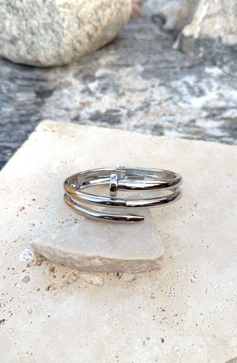Adornia Hinged Nail Cuff Bracelet, Alternate, color, Silver