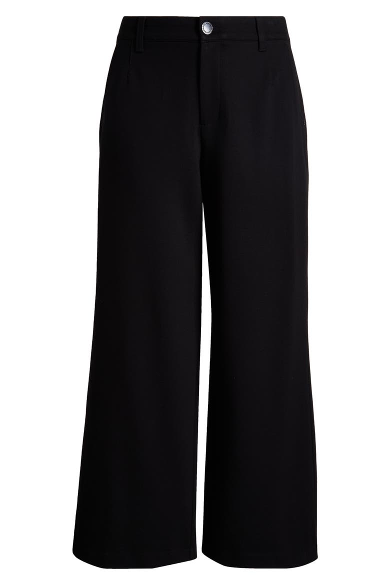 Skyrise Flat Front Wide Leg Pants, Alternate, color, BLACK