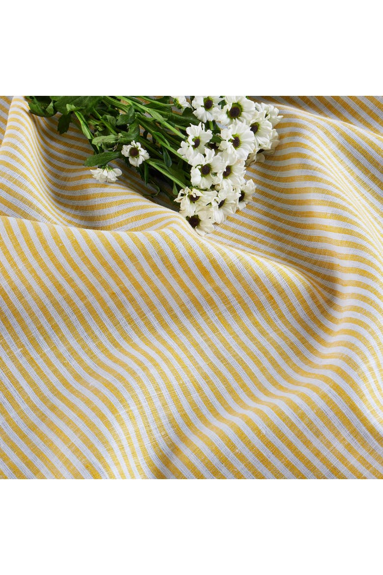 Linen Table Runner - Narrow Stripe, Alternate, color, Spicy Mustard and White