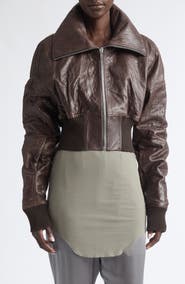 Rick Owens Dracuflight Crop Leather Bomber Jacket
