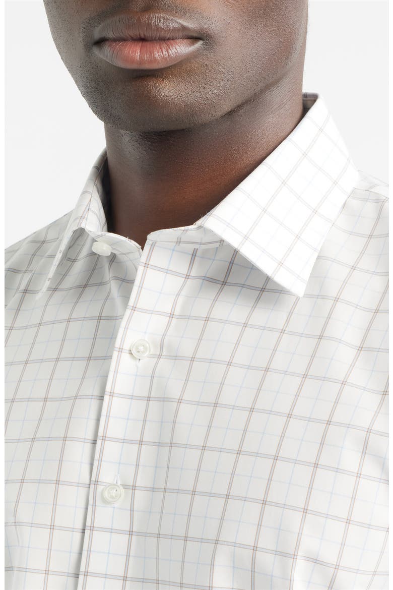 Traditional Fit Check Non-Iron Cotton Dress Shirt, Alternate, color, BLUE- BROWN WINDFORD PLAID