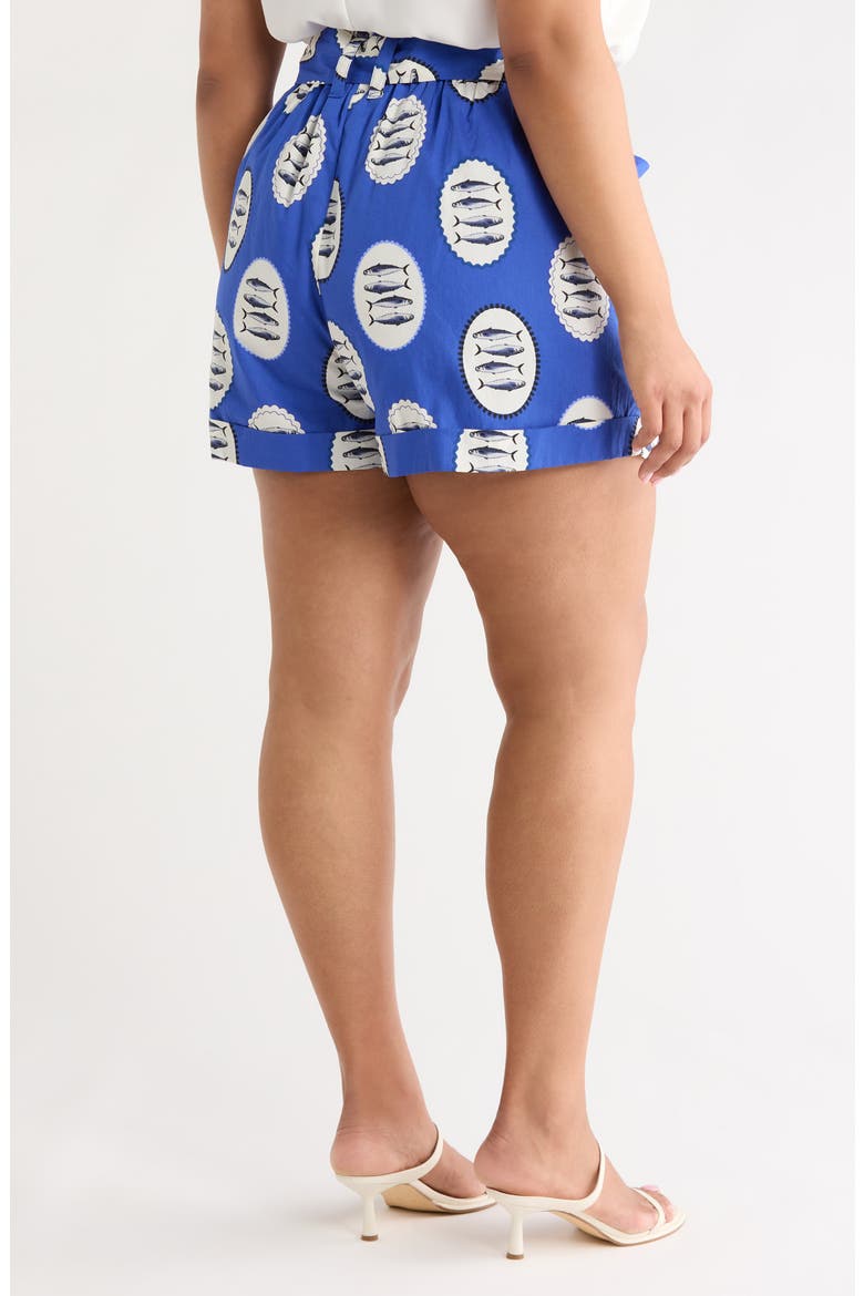 Maeve Belted Floral Zaferia Shorts, Alternate, color, NAVY-CRM-BLK