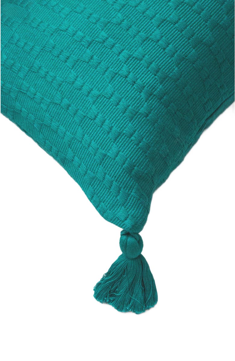 Archive New York Antigua Colorblocked Handwoven Cotton Throw Pillow | 12x20, Alternate, color, Jade And Aqua
