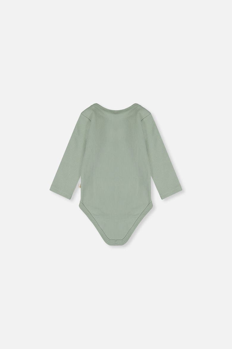 Organic Cotton Long Sleeve Flower Detail Romper, Alternate, color, Greyish Green