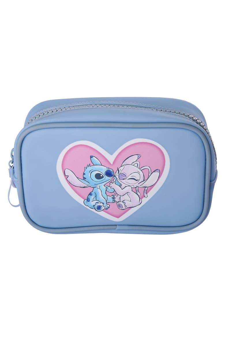 Angel and Stitch Makeup Bag, Alternate, color, Light Blue