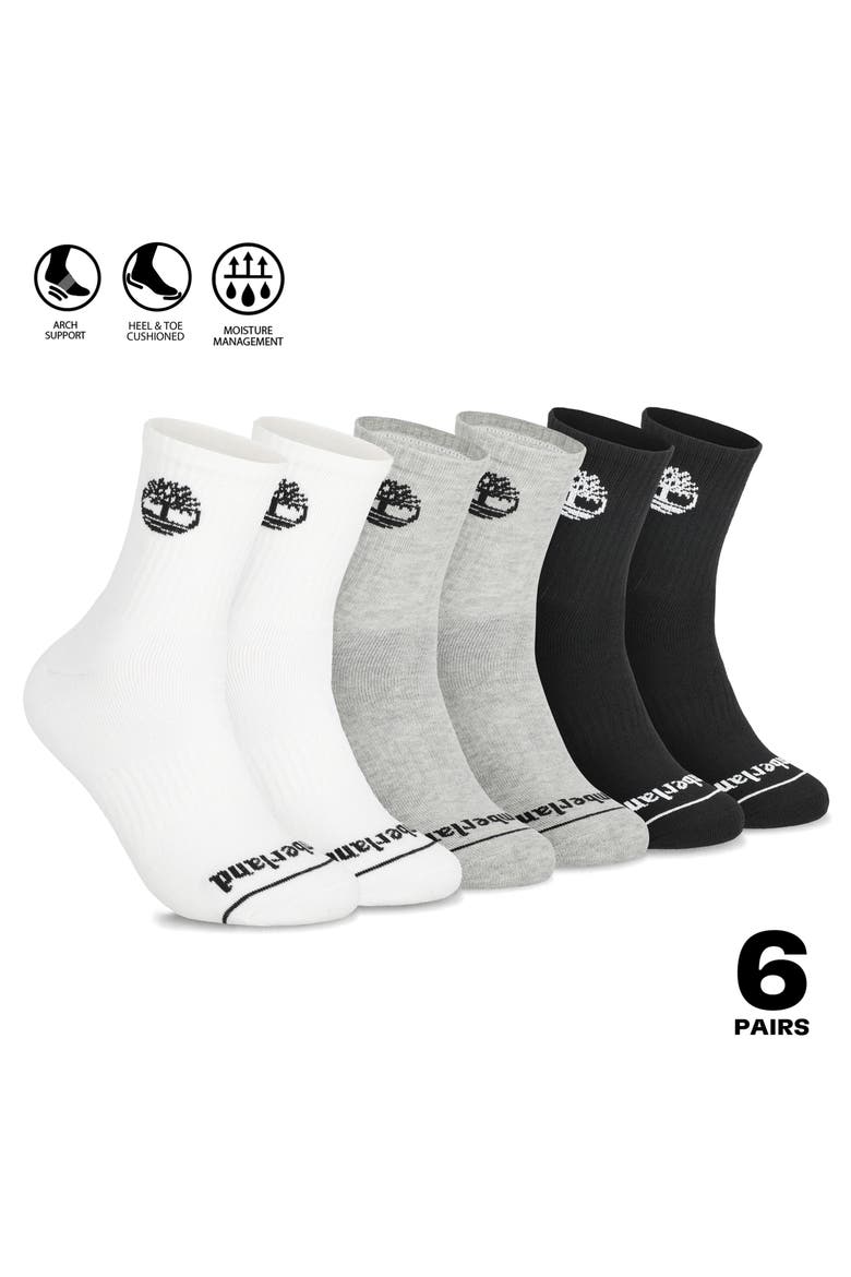 6-Pack Cushion High Quarter Length Socks, Alternate, color, BLACK MULTI
