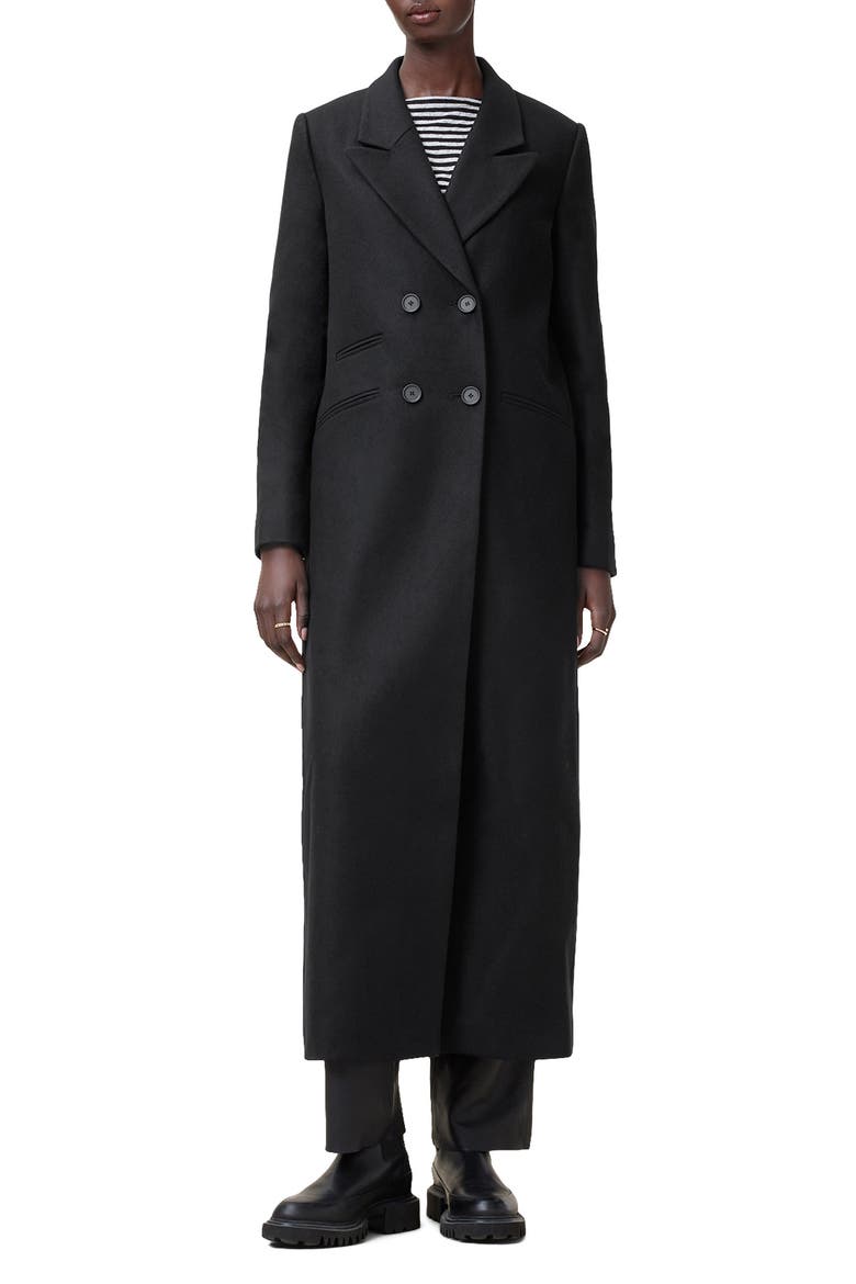 Ellen Double Breasted Wool Blend Coat, Main, color, BLACK