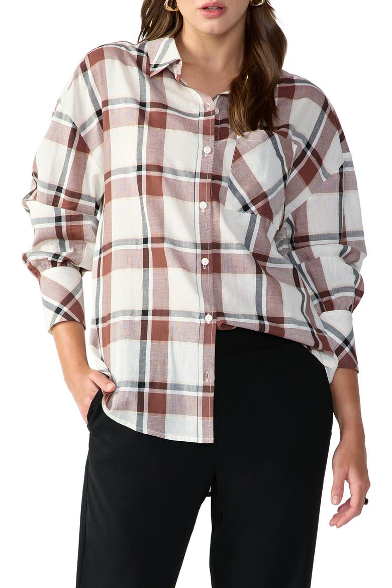 Plaid Tunic Shirt, Main, color, CARAMEL CA