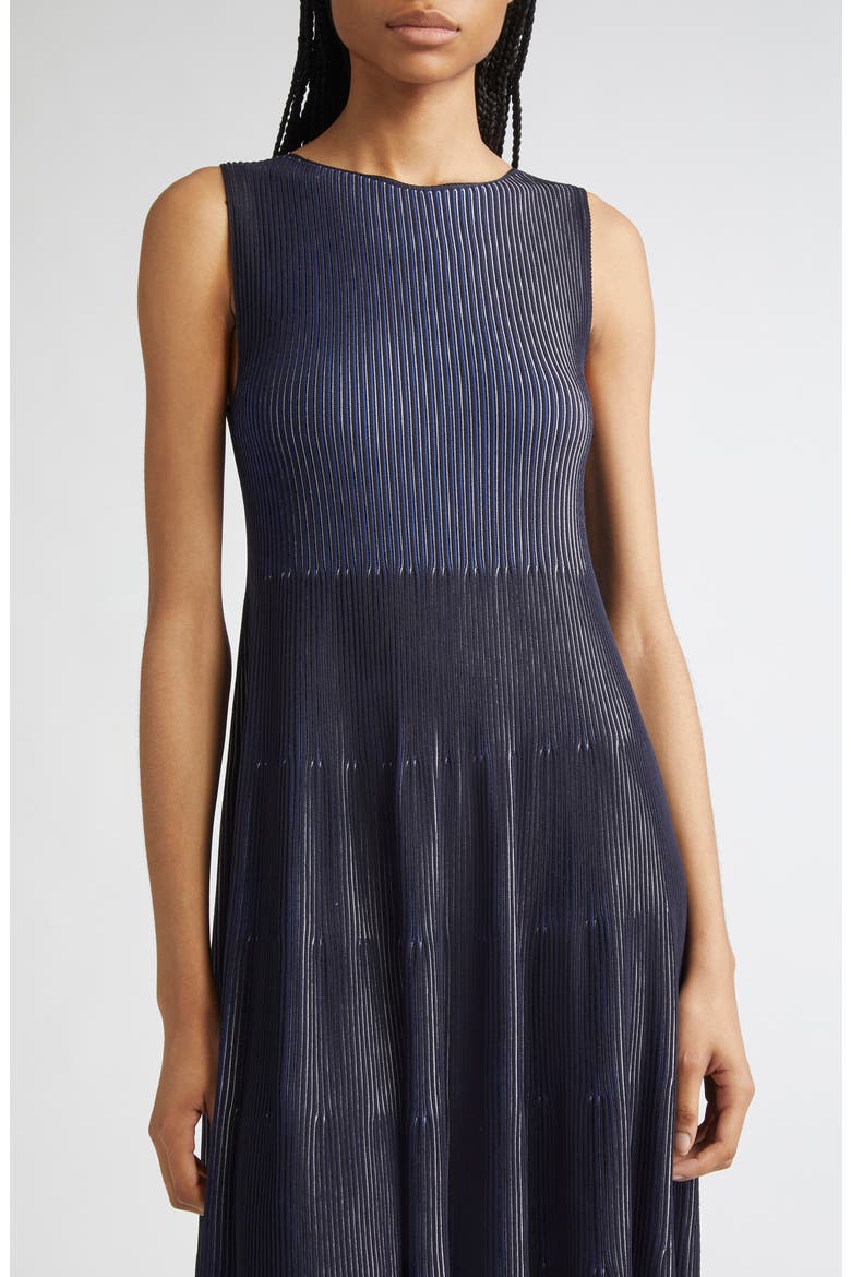 Stripe Sleeveless Knit Midi Dress, Alternate, color, SOLID BLACK