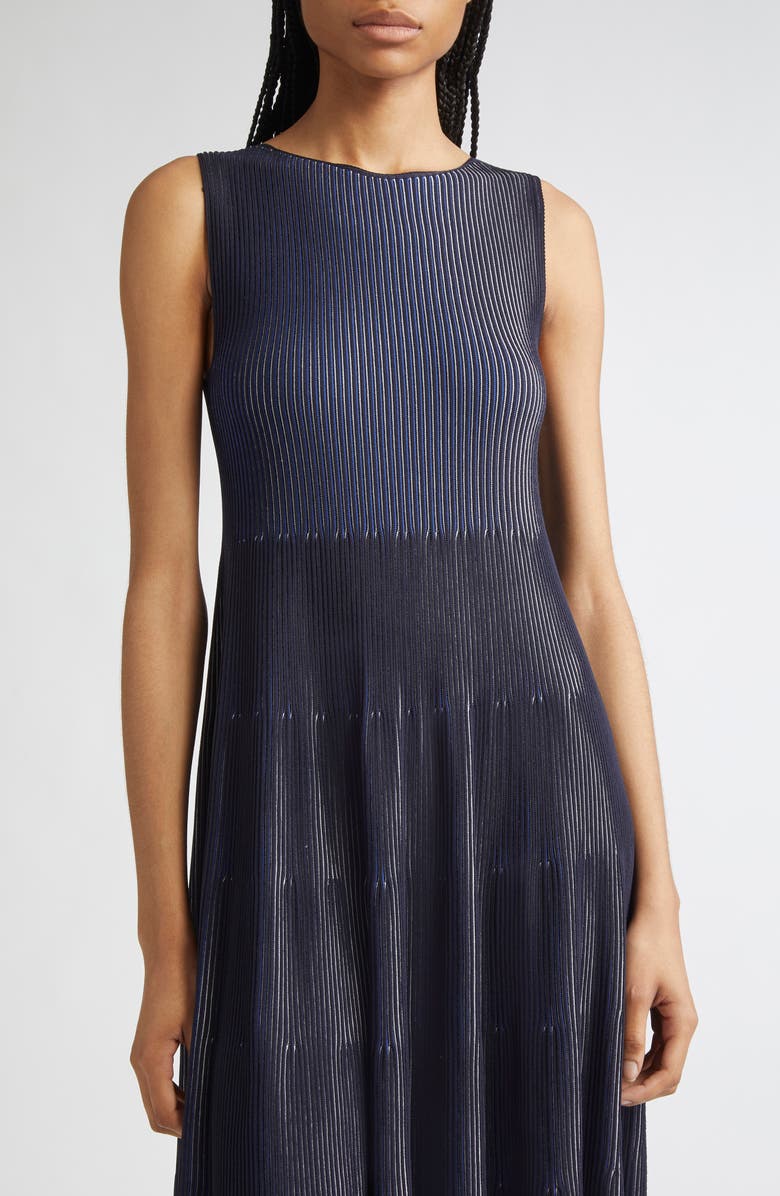 Emporio Armani Stripe Sleeveless Knit Midi Dress, Alternate, color, Solid Black