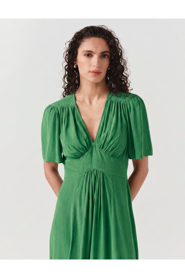 Rosalie Angel Sleeve Crepe Midi Dress, Alternate, color, Green