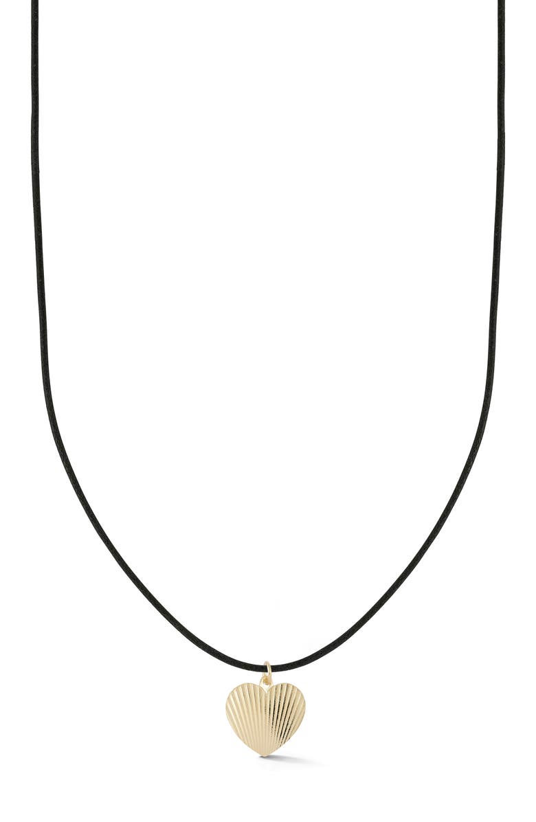 Ember Fine Jewelry 14k Gold Heart Medallion Cord Necklace, Main, color, Gold