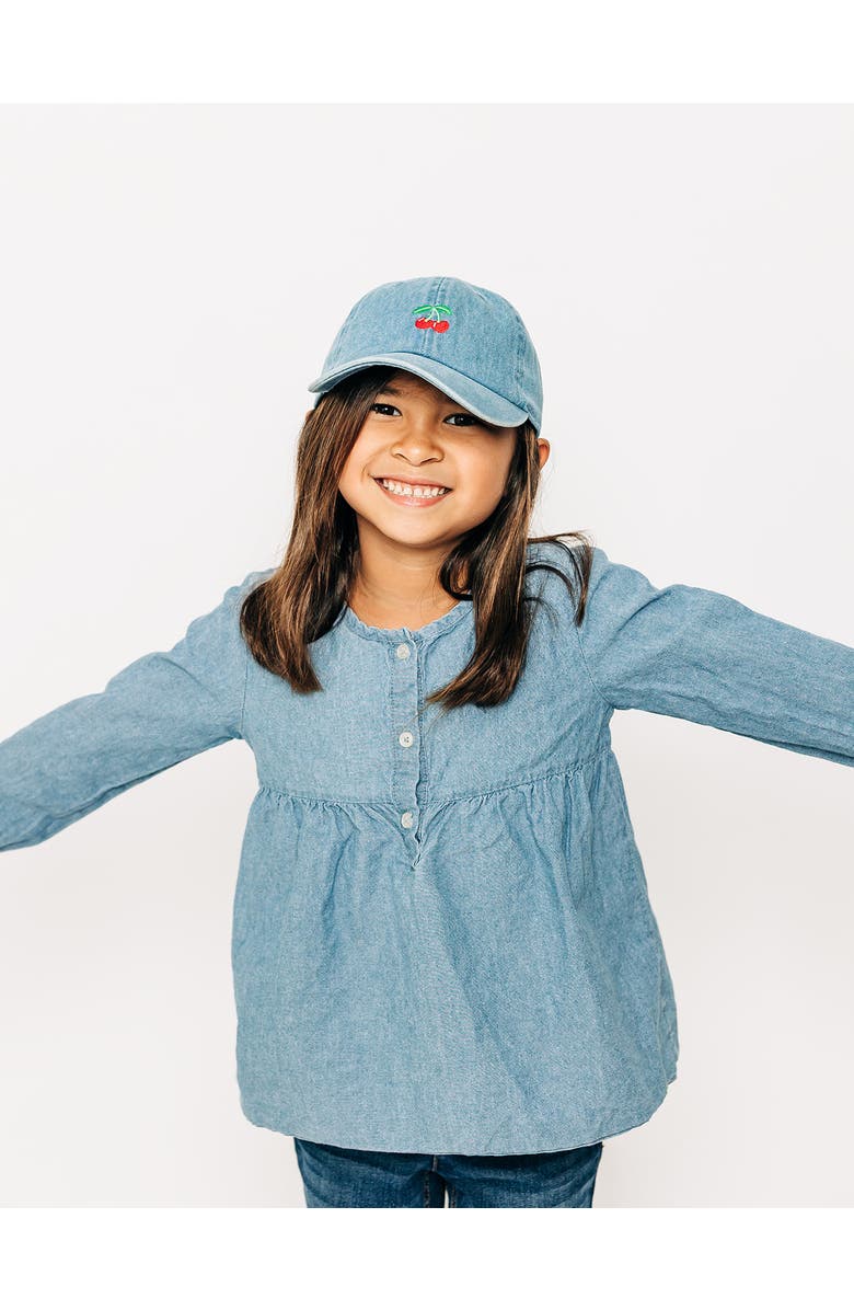 Rey To Z Tiny Cherry Baseball Hat, Alternate, color, Denim