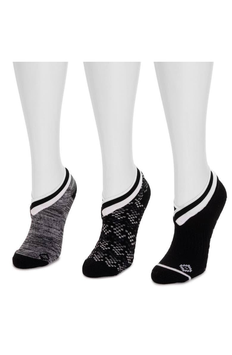 MUK LUKS Studio Socks 3 Pair Pack, Alternate, color, Ebony