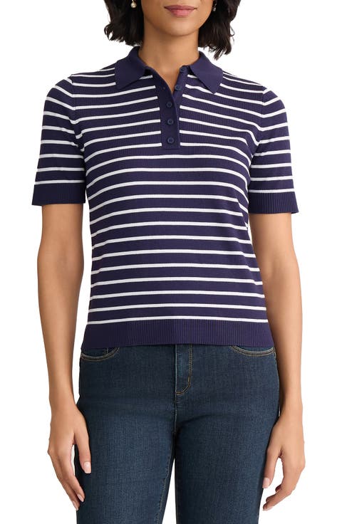 Stripe Short Sleeve Polo (Regular & Petite)