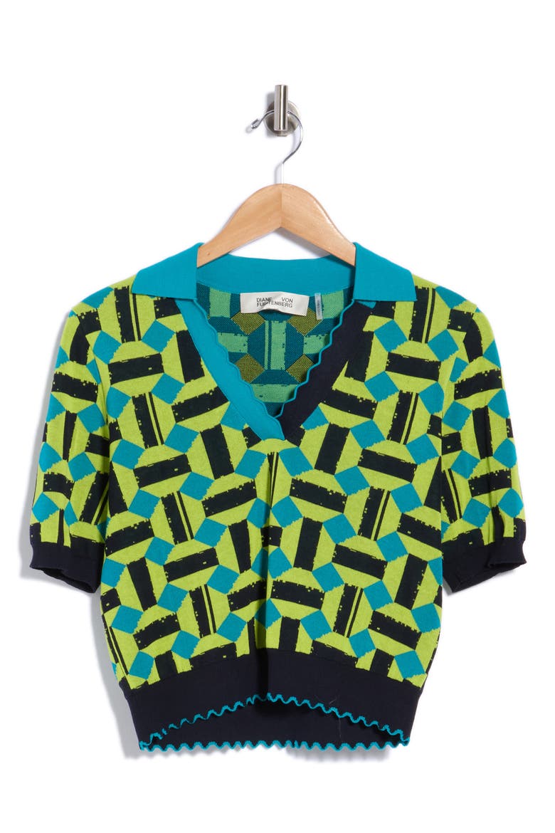 Hannah Scalloped Trim Top, Main, color, SQUARE DOT LARGE