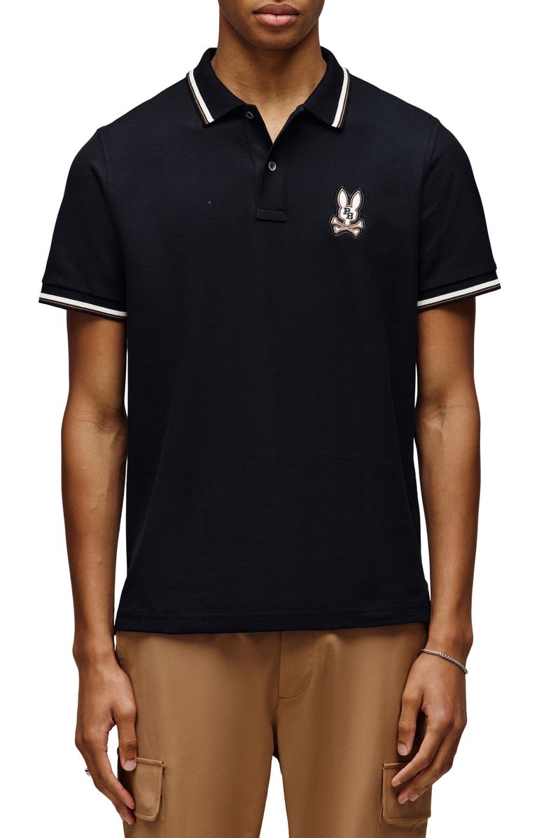 Psycho Bunny Wade Pima Cotton Piqué Polo, Main, color, Black