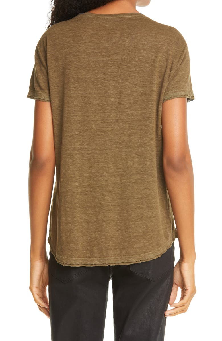 FRAME Easy True Organic Linen T-Shirt, Alternate, color, Military