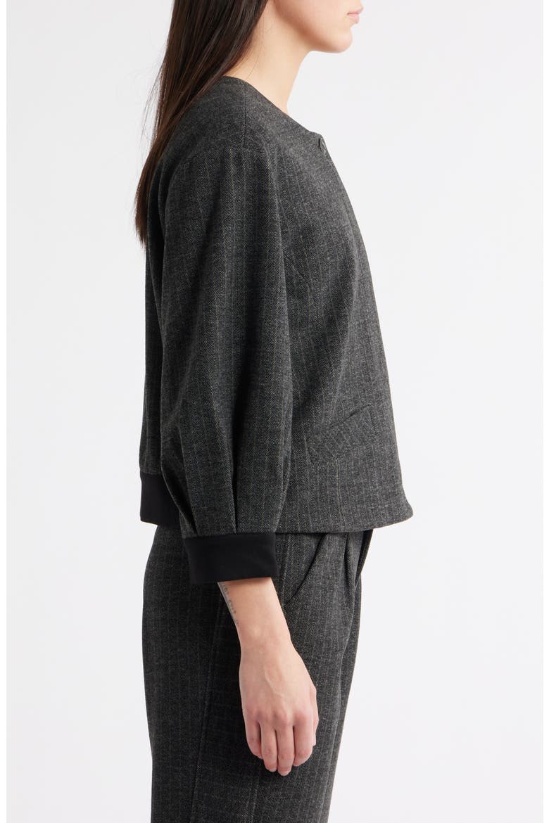 Barrel Sleeve Herringbone Crop Jacket, Alternate, color, CHARCOAL WHEAT MULTI
