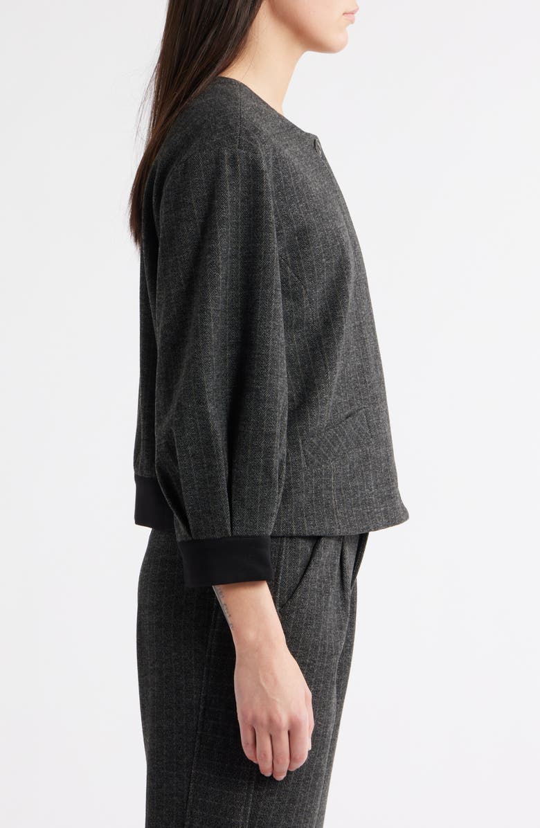 Wit & Wisdom Barrel Sleeve Herringbone Crop Jacket, Alternate, color, Charcoal Wheat Multi