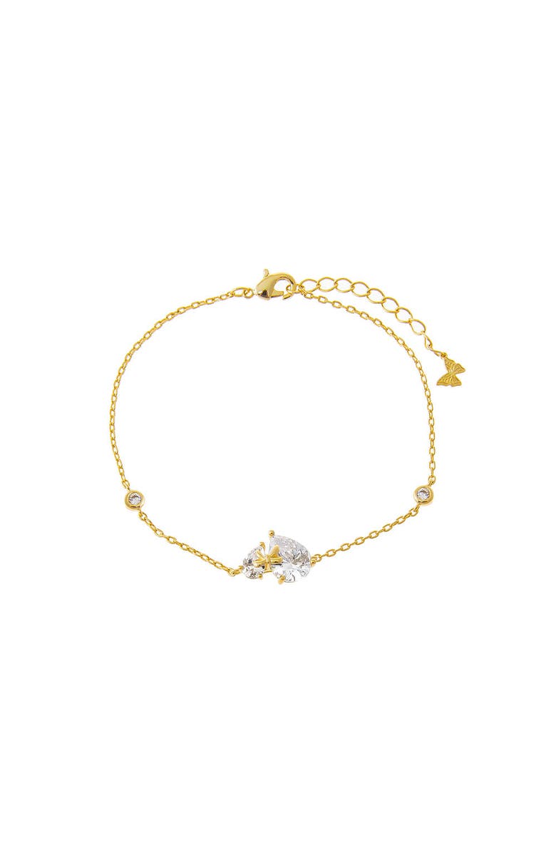 BY ADINA EDEN Double Teardrop W/ Bow Motif Charm Bracelet, Main, color, 