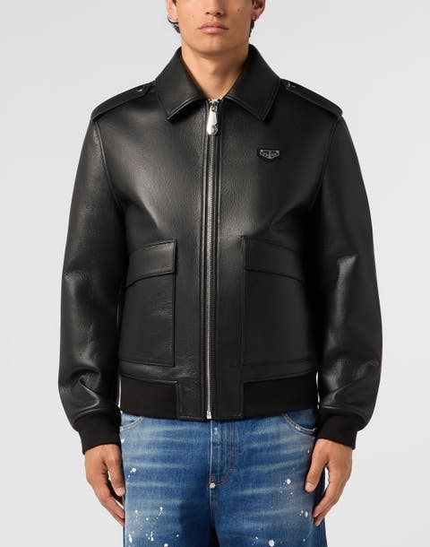 Eco Leather Aviator Jacket Men