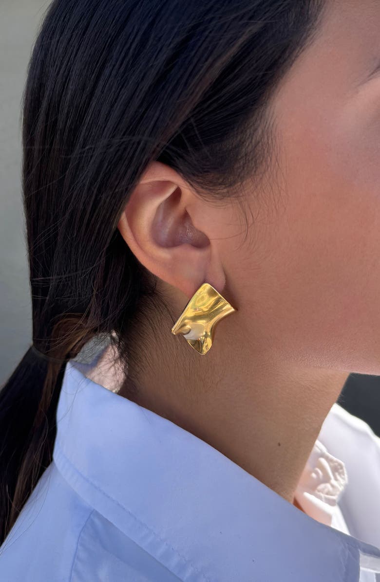 Adornia Molten Irregular Earrings, Alternate, color, Gold