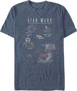 Star Wars Men's Star Wars Cartoon Map Quest  Graphic T-Shirt