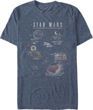 Star Wars Men's Star Wars Cartoon Map Quest  Graphic T-Shirt