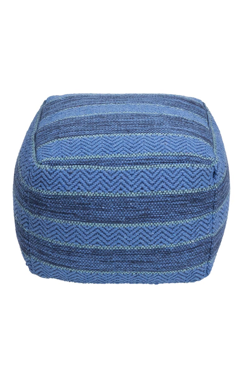 Northlight Striped Woven Cotton Square Pouf - 14" - Blue, Alternate, color, Blue