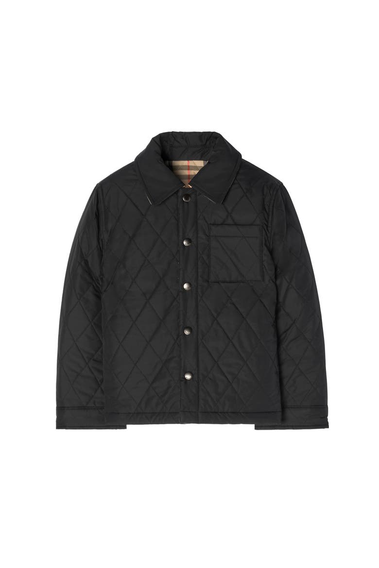 Reversible Quilted Nylon Jacket, Main, color, Black