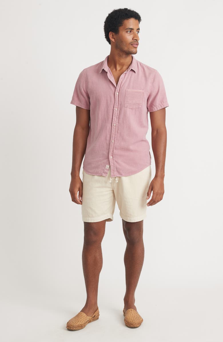 Marine Layer Selvage Pocket Short Sleeve Button-Up Shirt, Alternate, color, 