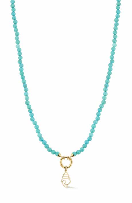 Ember Fine Jewelry Turquoise Beaded Shell Pendant Necklace