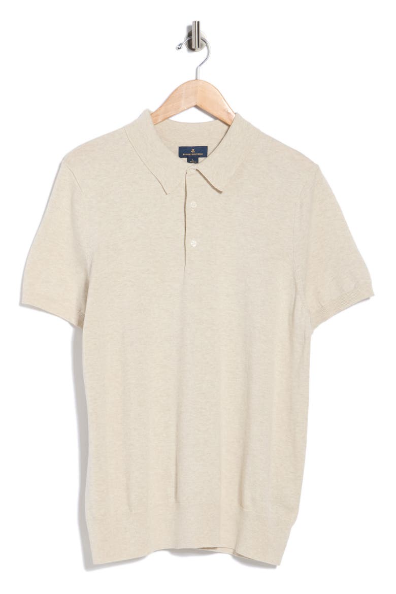 Cotton Knit Polo, Alternate, color, IVORY STONE HEATHER