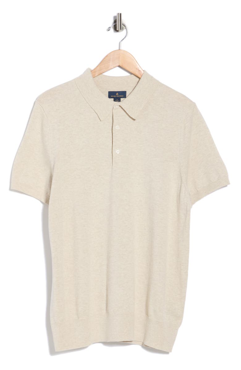 Brooks Brothers Cotton Knit Polo, Main, color, Ivory Stone Heather